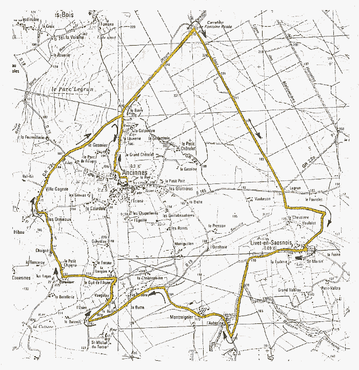 Map of walking circuit Ancinnes - Livet - Ancinnes